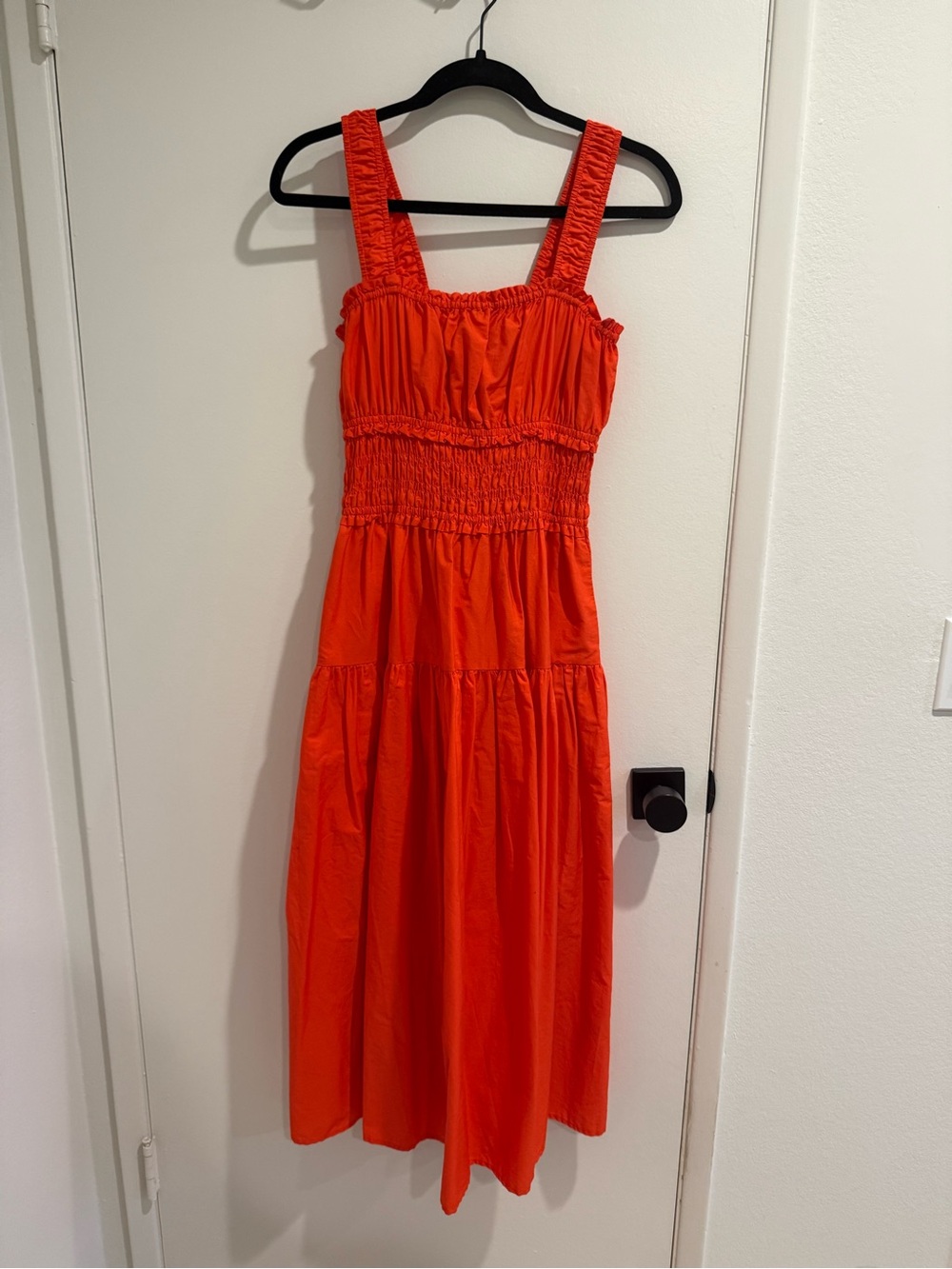 Orange Drop-Waist Midi Dress